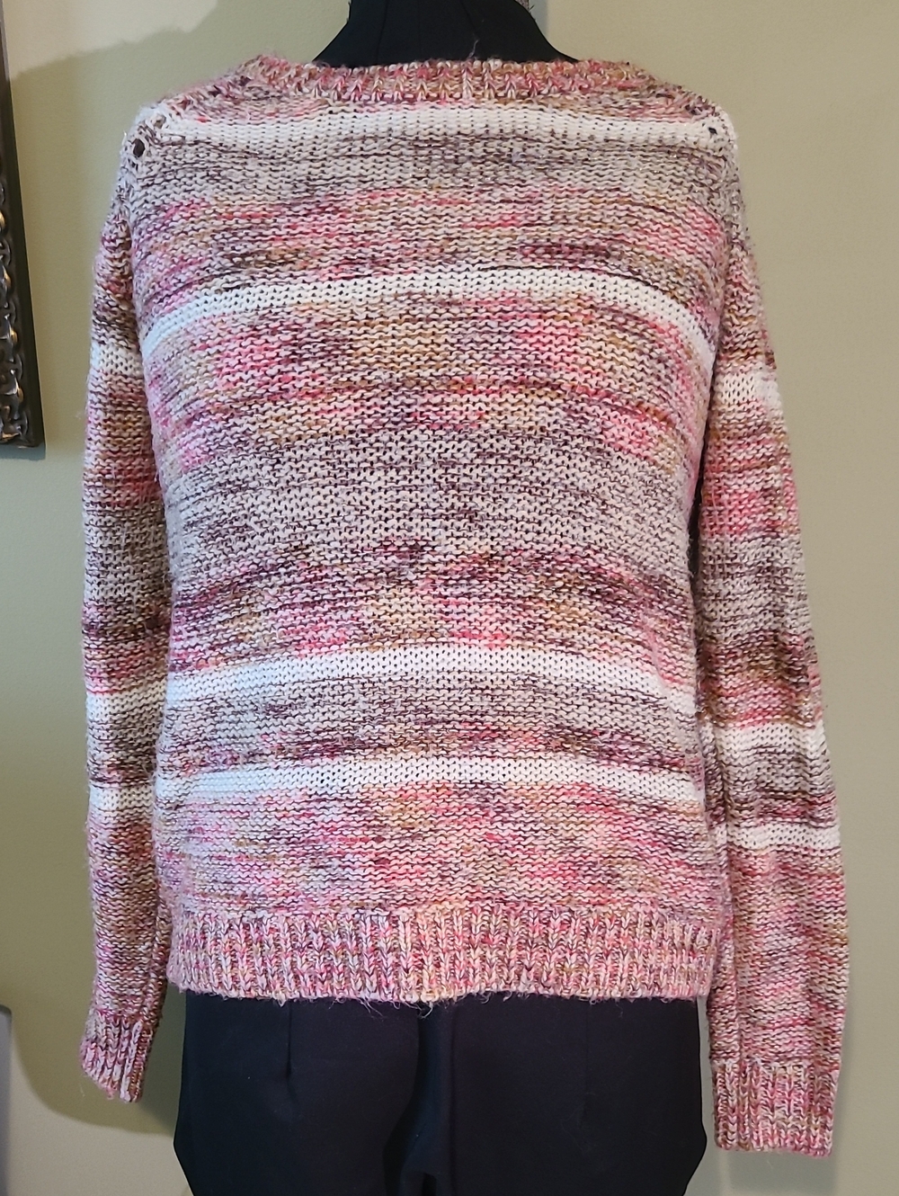 Mossimo Supply Co. Pink Multicolor Striped Crewneck Sweater Womens Size Small